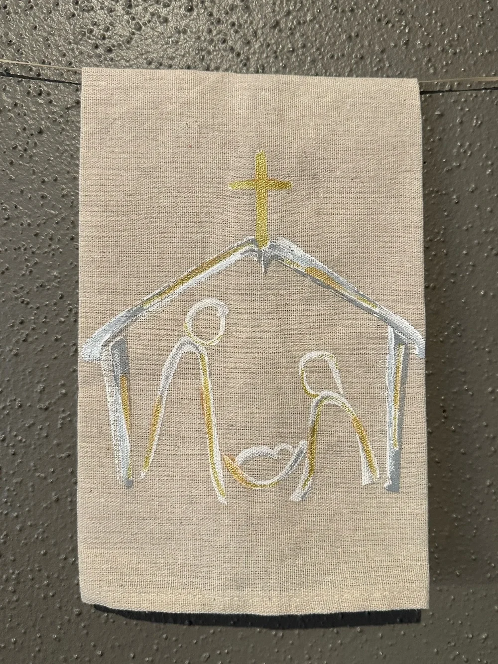 MUD PIE CHRISTMAS HAND PAINTED TOWEL - NATIVITY